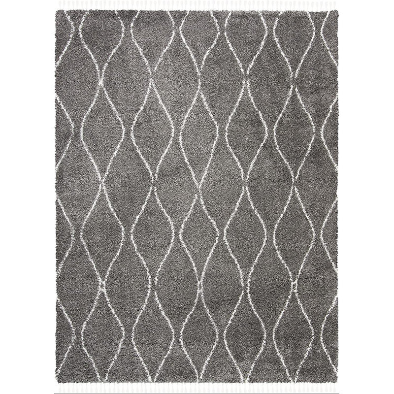 ImraanMoroccan Fringe Shag Performance Geometric Rug, Rectangle 8' x 10'