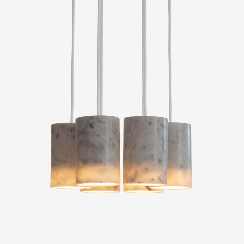 Solid 6 - Light LED Pendant, Carrara, White