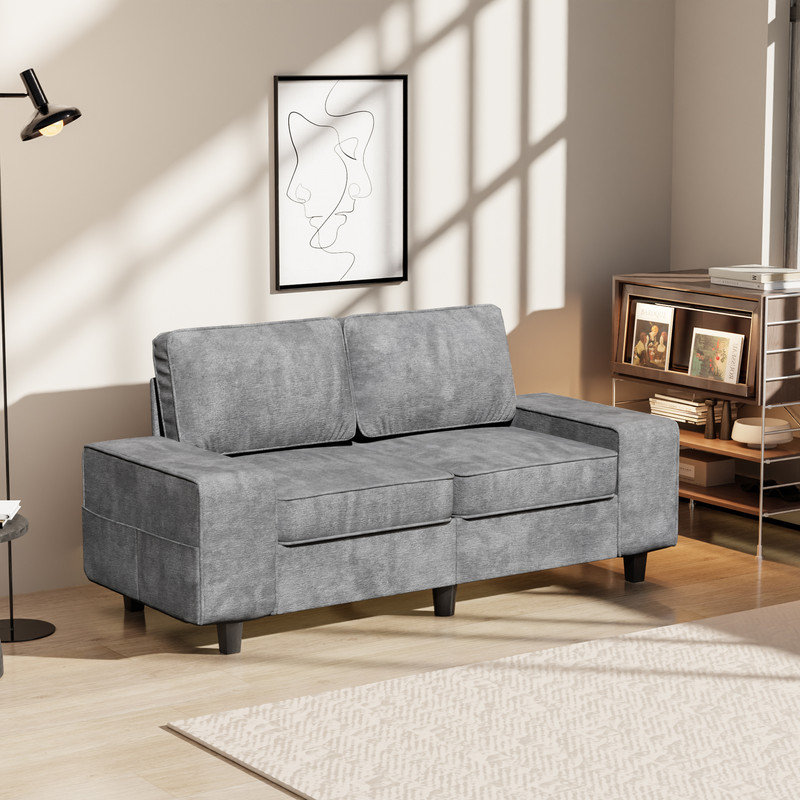 Canapé rembourré avec rangement, Gris chenille, 2