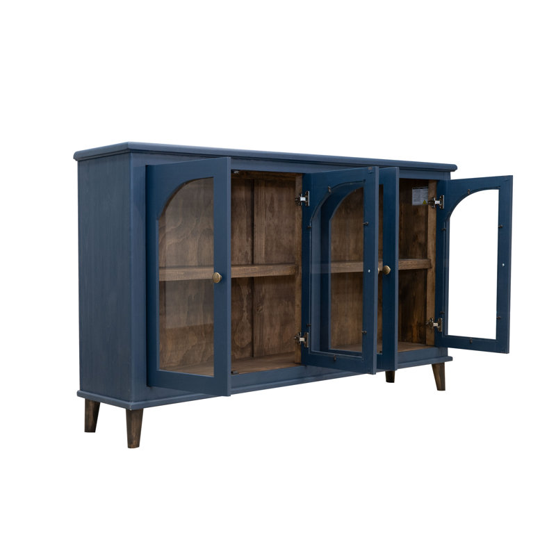 70.75" Wide Solid Wood Sideboard, Indigo Blue