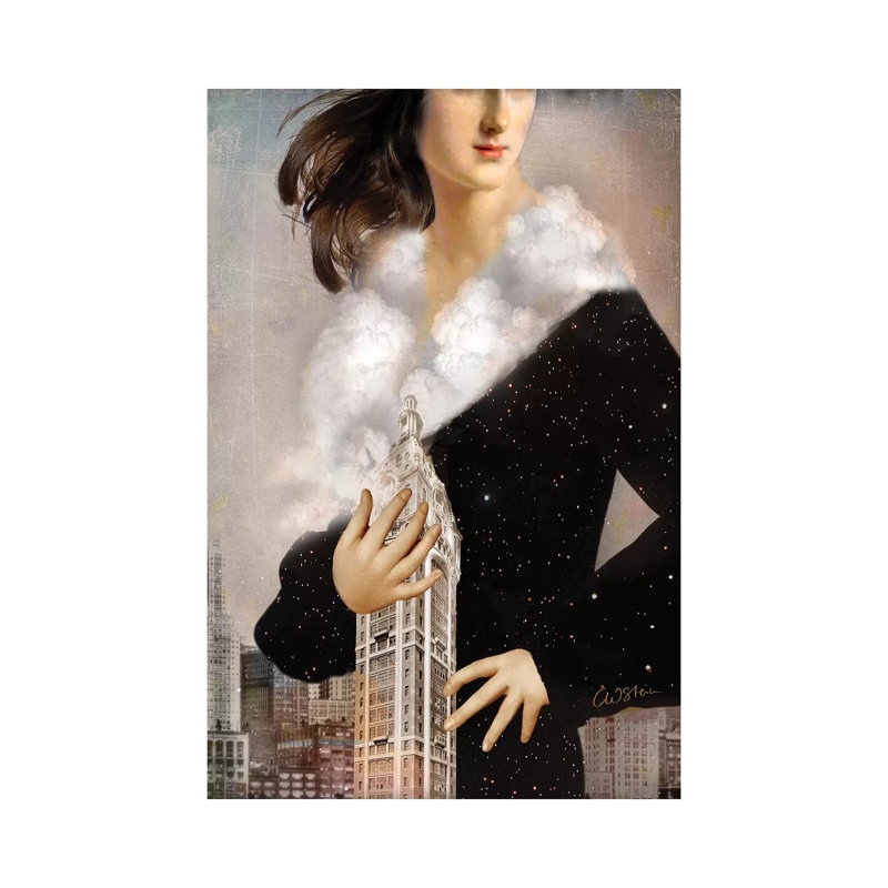 «Manhattan» par Catrin Welz-Stein - impression d'art graphique, H 12 po x l 8 po x P 0,75 po, Toile tendue, Pas de tapis