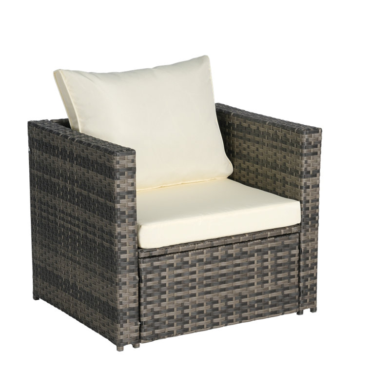Outdoor Patio Furniture Sets Garden Rattan Chair Wicker Sofa Load 360 LBS 2 Person Seating Group, Beige