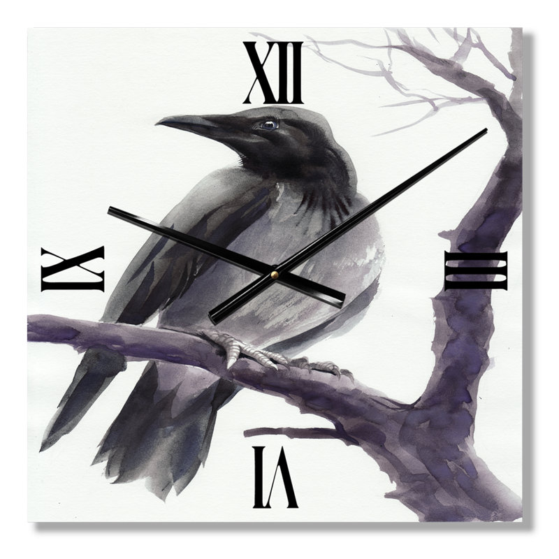 Horloge murale Big Crow sur une branche, Moyen