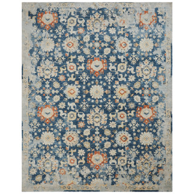 Rosemont Wool Oriental Area Rug in Blue