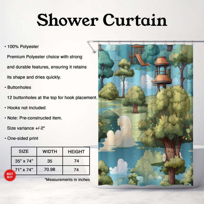Play Adventure - Rideau de douche Premium, H 74 po x l 71 po