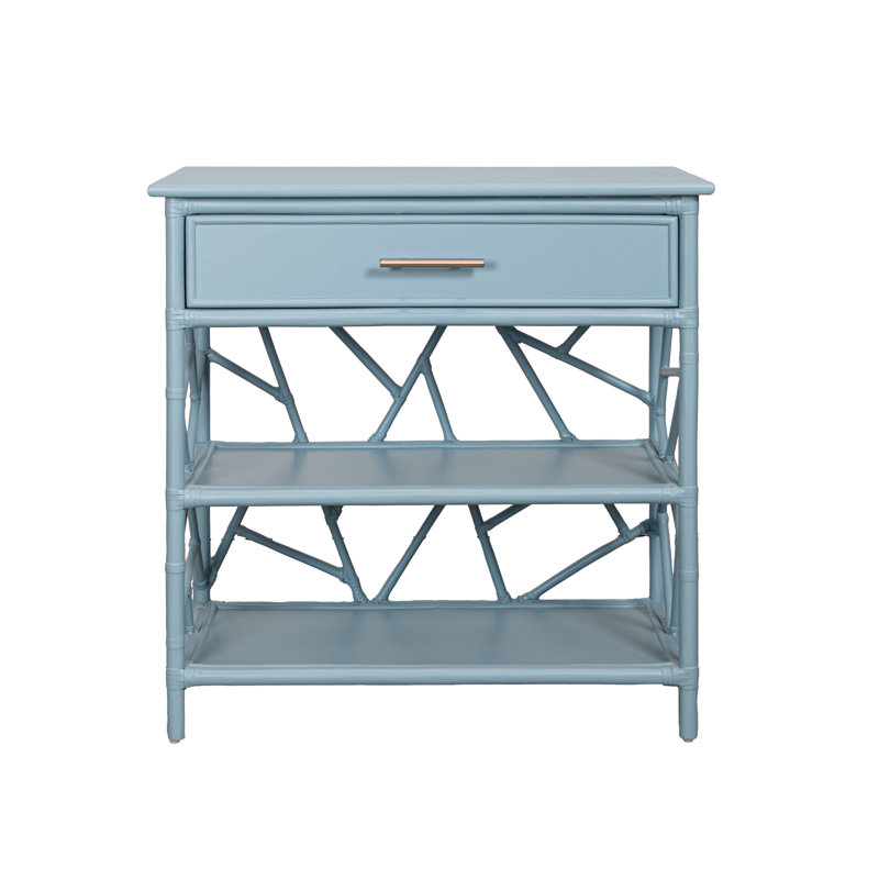 End Table with Storage, Pool Blue