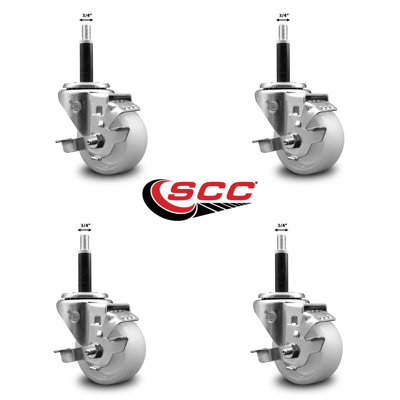 3 Inch Nylon Swivel 3/4 Inch Expanding Stem Caster Set with Brake SCC