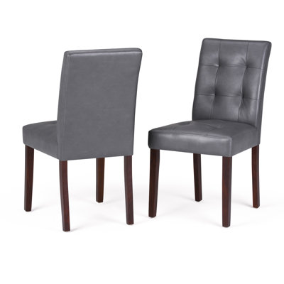 Andover Upholstered Parson Dining Chair with Tufted Backrest and Solid Wood Frame (Set of 2)