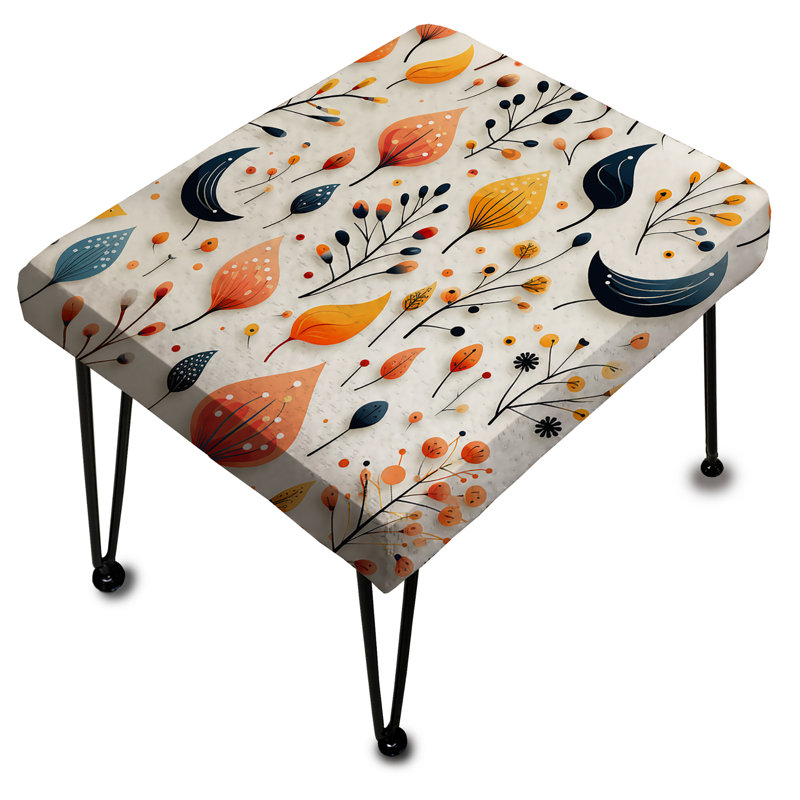 Motif minimaliste à motif cachemire de plantes - Repose-pieds rectangulaire à motif cachemire