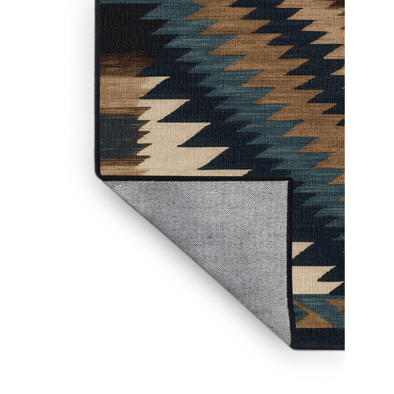 Washable Sierra Peaks Southwestern Area Rug, Round 3'