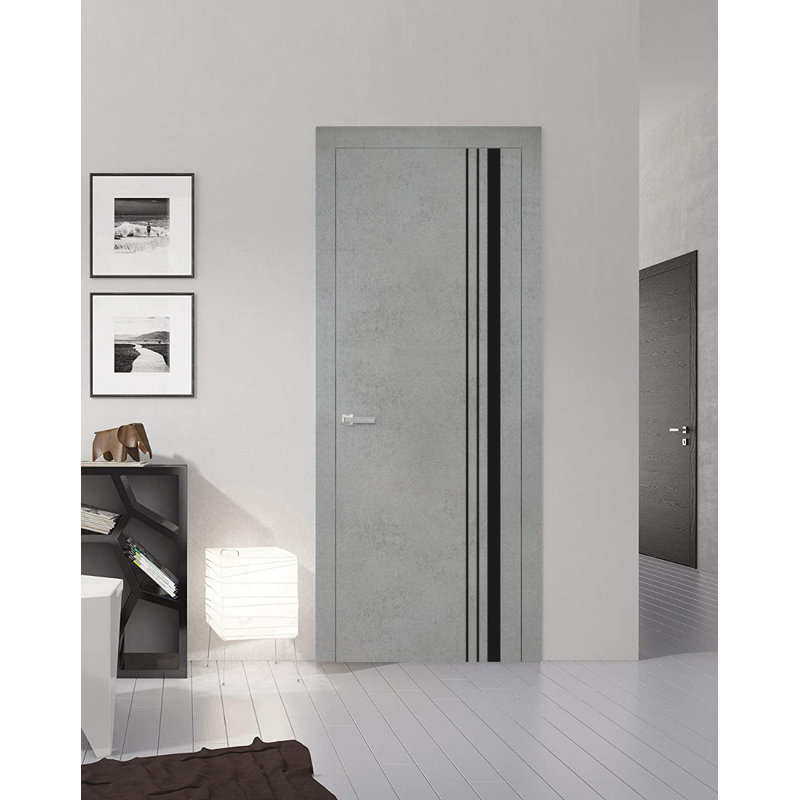 Porte intérieure moderne en bois avec quincaillerie | Planum 0011 noyer | Garnitures à panneau simple | Portes de salle de bain robustes