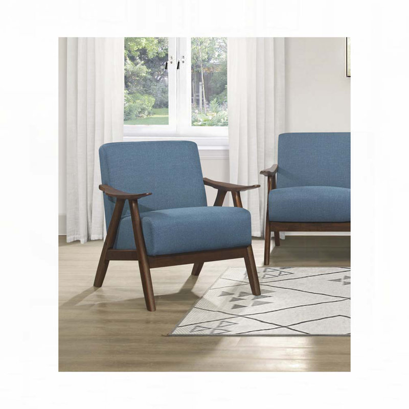 Fauteuil rembourré en bois, H 31,5 po x l 28,5 po x P 32 po, Bleu