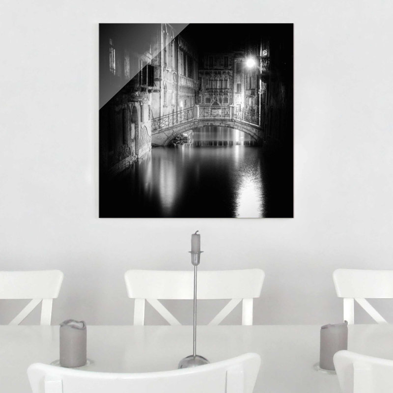 Bridge In Venice - No Frame Print on Glass, Timber Framed, 41cm H x 41cm W