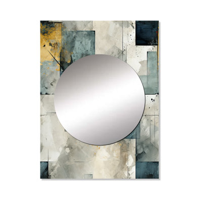 Jamarais Grey Industrial Concrete Pattern - Geometric  Large Wall Mirror, Geometric Unique Mirror, Printed Metal Art