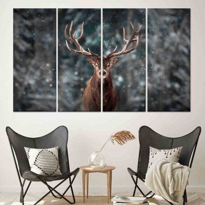 «Elegant Winter Forest Landscape», reproduction d'art sur toile - verre trempé ou encadré, toile tendue 4P