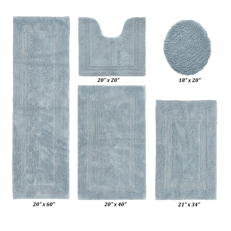 Ensemble de tapis pour salle de bain 5 pièces Lux Premium 2370 GSM, 5 pièces (18 po x 20 po | 20 po x 20 po | 21 po x, Bleu
