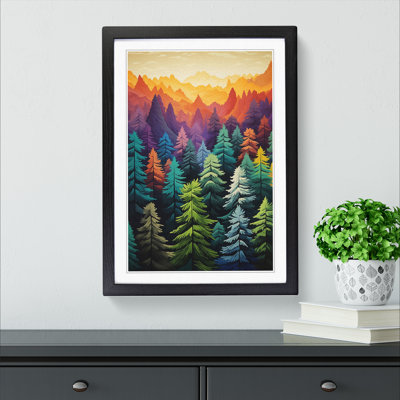 Pine Tree Colour Field - Single Picture Frame Print on Wood