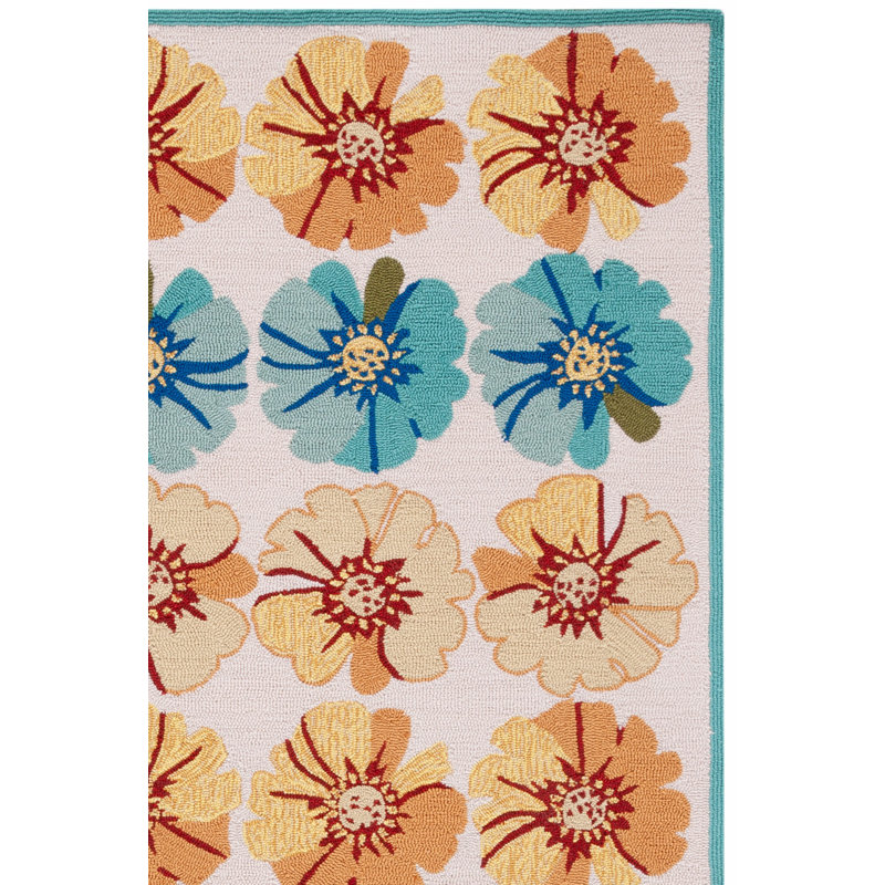 Doyle Hand Hooked Performance Floral Rug, Square 6'