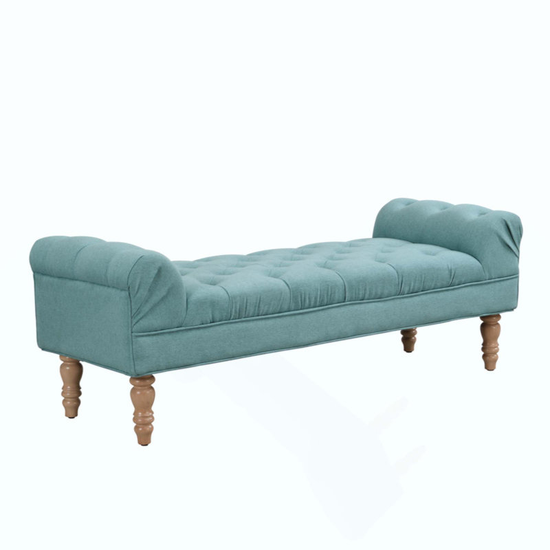 Button-Tufted End Of Bed Bench,Large Upholstered Ottoman,Foot Rest With Legs,Footstool With Rolled Arms,Upholstered Fabric Bench,Indoor Bench For Bedroom,Living Room,Entryway