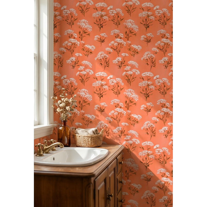 Papier peint floral, décoration murale classique rétro, Non tissé, non collé