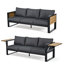 Ensemble de conversation d'extérieur en aluminium 4 pièces, ensemble de conversation pour 5 personnes avec canapé 3 places, 2 fauteuils et table basse-129990985
