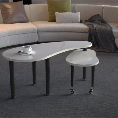 Contemporary rotatable cocktail table with solid rubber wood legs, 360 degree rotating coffee table with 6mm  sintered stone tabletop for living room, bedroom, Balcony, home office