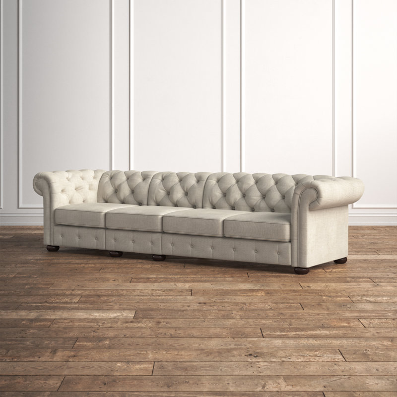 Huskins Upholstered 117.6'' Sofa, Heathered Beige Linen