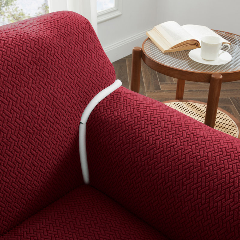 Spandax Sofa Cover Quilted Anti-Slip Couch Protector with Adjustable Strap, Burgundy, 224 X 179cm (2 Seater)