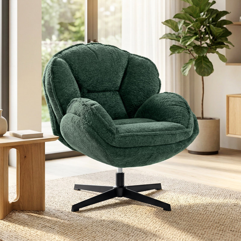 Upholstered Swivel Accent Chair, Green