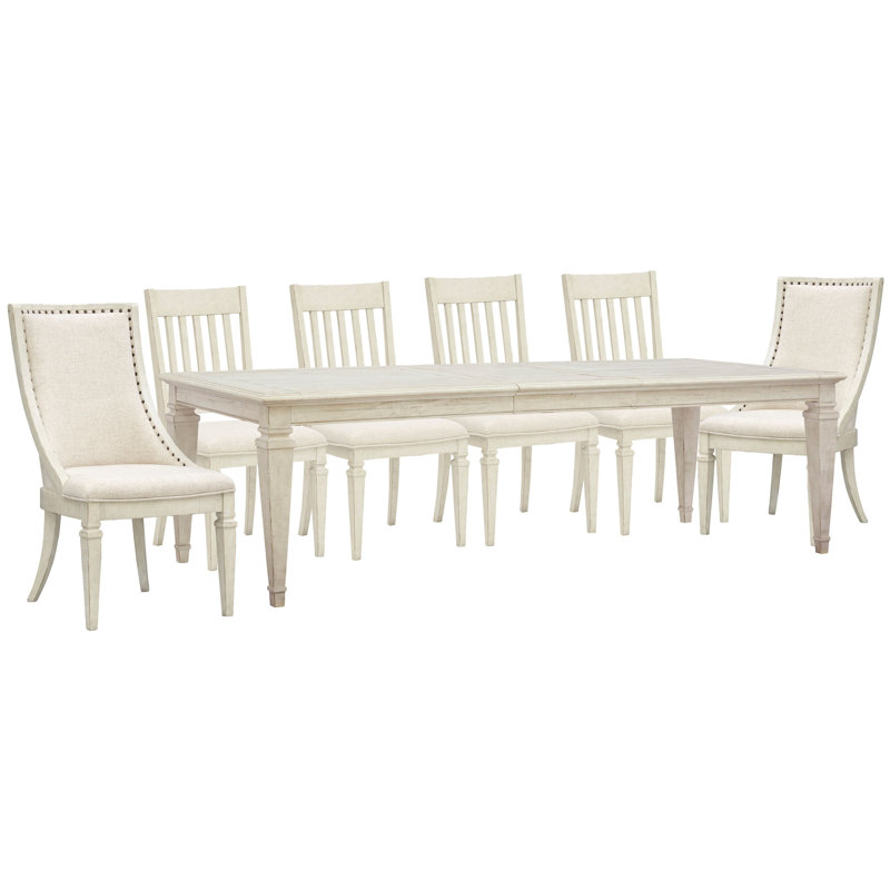 Extendable Rectangular Dining Table With 4 Side Chairs And 2 Arm Chairs, 7 Pcs: Table, 4 Sidechairs, 2 Armchairs