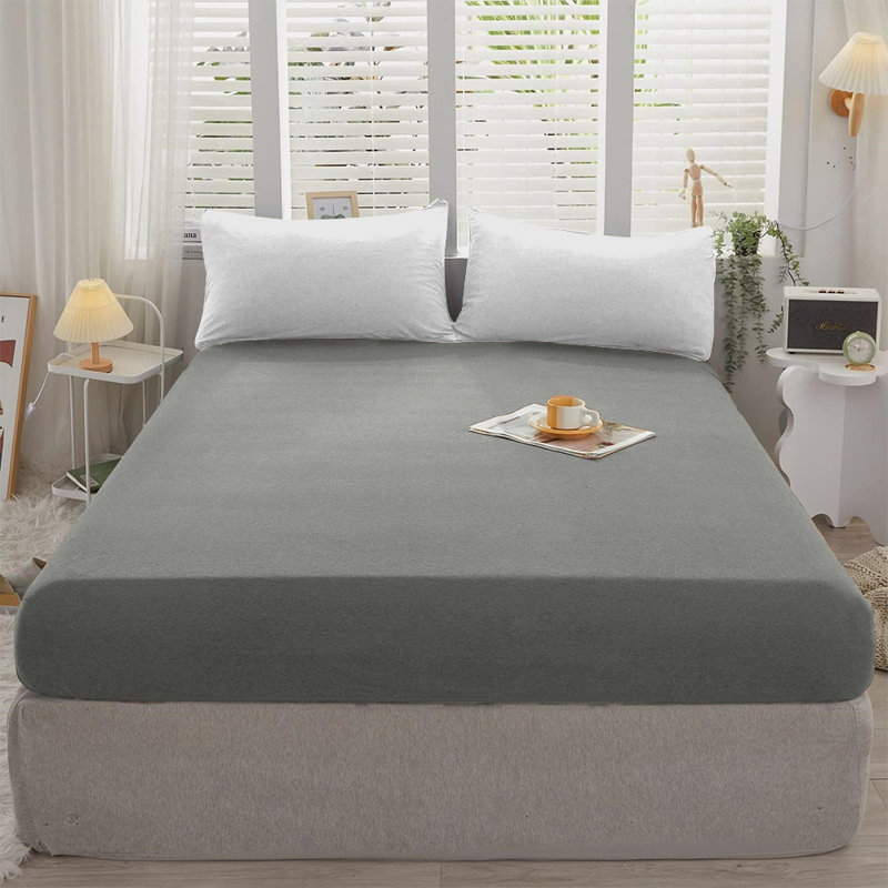 Cotton Blend 30cm Deep Pocket Jersey Fitted Sheet, Double (4'6), Grey