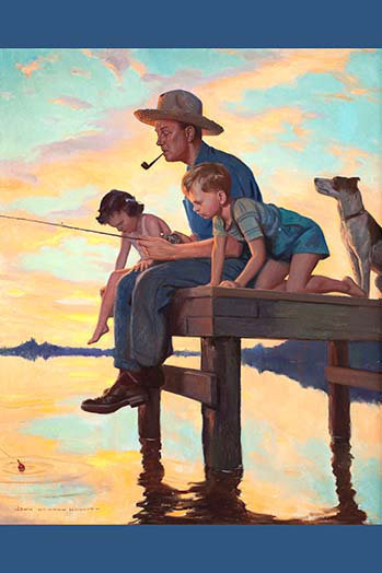 Temps de pêche-imprimé, H 42 po x l 28 po x P 1,5 po
