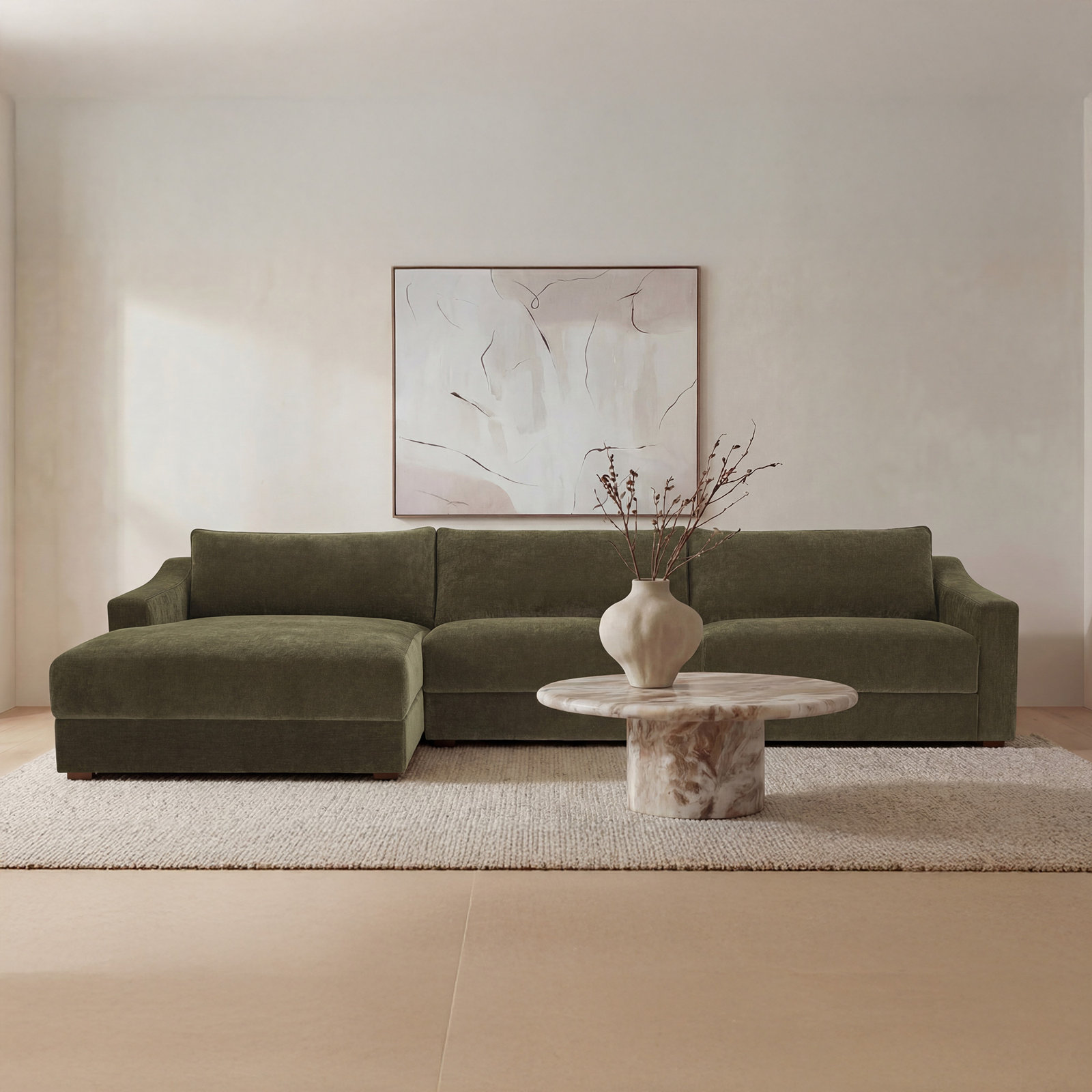 Nora Upholstered Chaise L-Sectional, Left Hand Facing