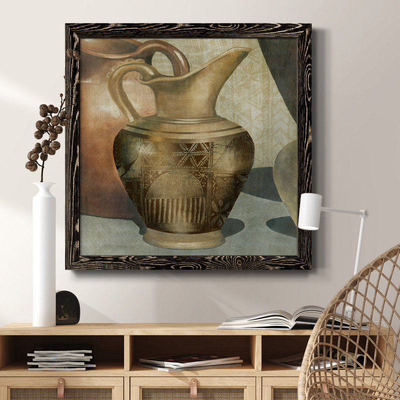 Cadre africain sur toile, "Bateau d'eau africain", H 20 po x l 20 po x P 1,5 po, Cadre noir