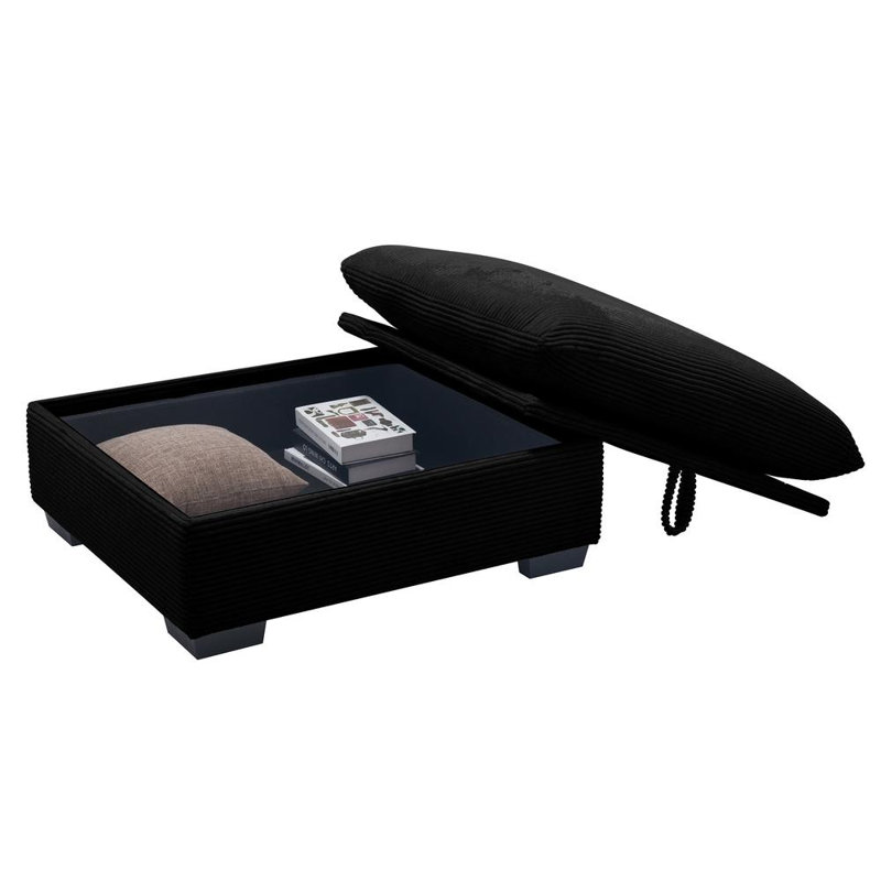 Versatile Corduroy Ottomans Footrest For Various Sofas, Enhancing Comfort, Black