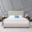 Savona Diagonal Upholstered Faux Leather or Linen Platform Bed, Adjustable Height Headboard, Heavy Duty Slat 4 Slat Support- Requires Box Spring-197214360-216130294