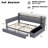Full Size Upholstery Daybed with Storage Footstool and Shelves,with Two Drawers,USB Charging and LED Light,Grey-1192894262-1192894264