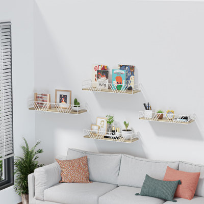 Tablettes flottantes pour ensemble mural de 4 tablettes flottantes en bois de différentes tailles, tablettes murales pour salon, chambre à coucher, salle de bain, cuisine, décor de ferme, bureau