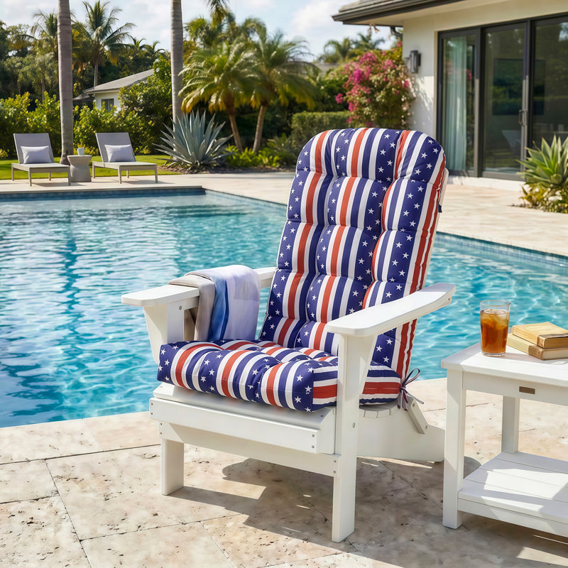 Outdoor/Indoor High Back Chair Cushion, American Flag