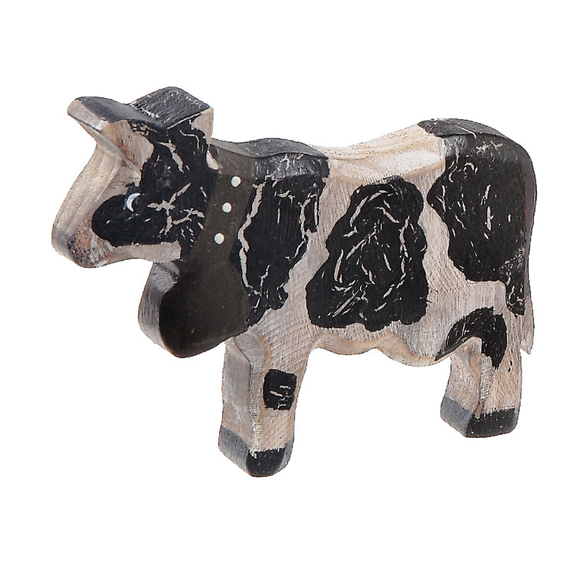 Ensemble de 2 figurines de vache en bois avec cloche