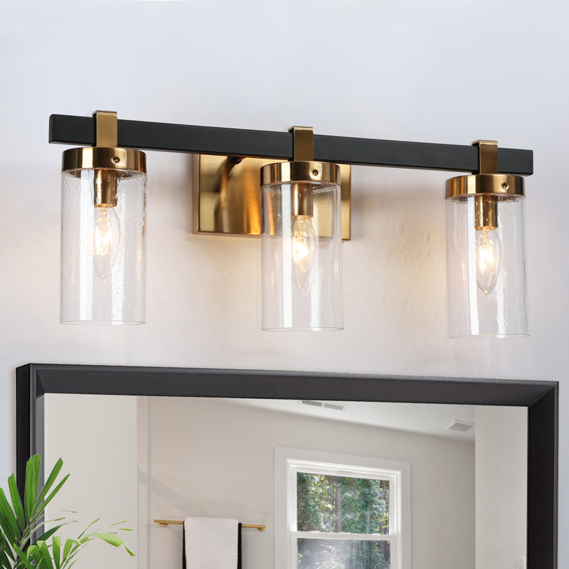 Belser 3 - Light Dimmable Brass/Black Bathroom Vanity Light