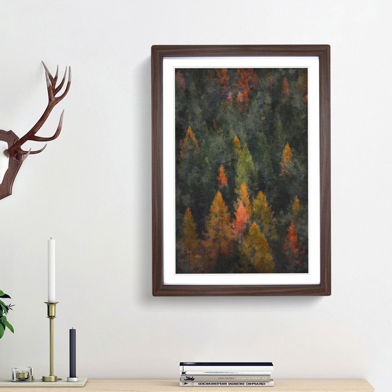 Pointed Trees - Picture Frame Graphic Art Print, 87cm H x 62cm W x 2cm D, Walnut Framed
