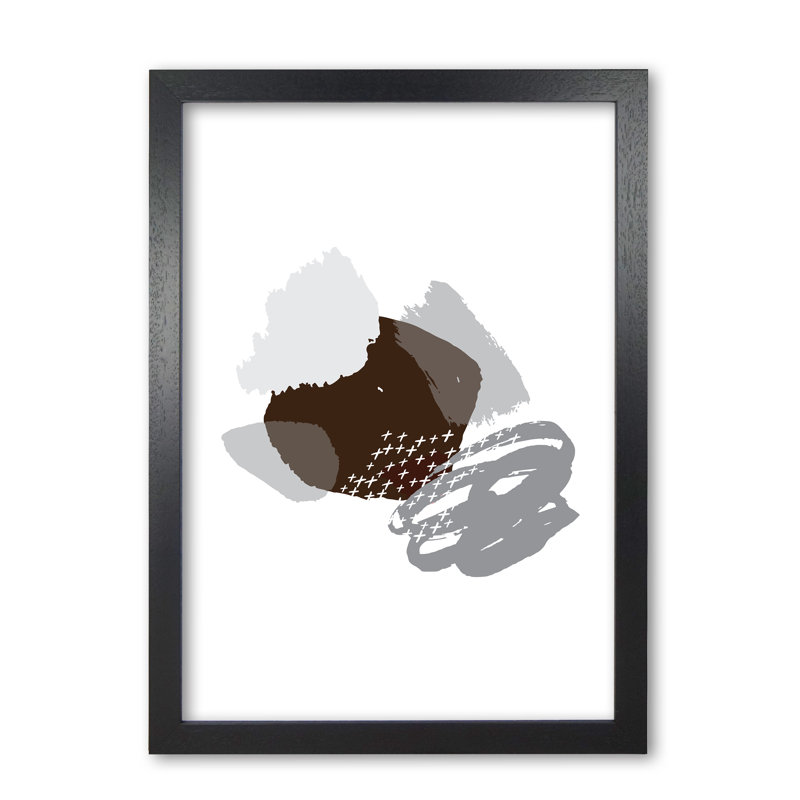 Grey And Black Mismatch Abstract - Single Picture Frame Print, 85 cm H x 60 cm W x 5 cm D, Black Grain Frame
