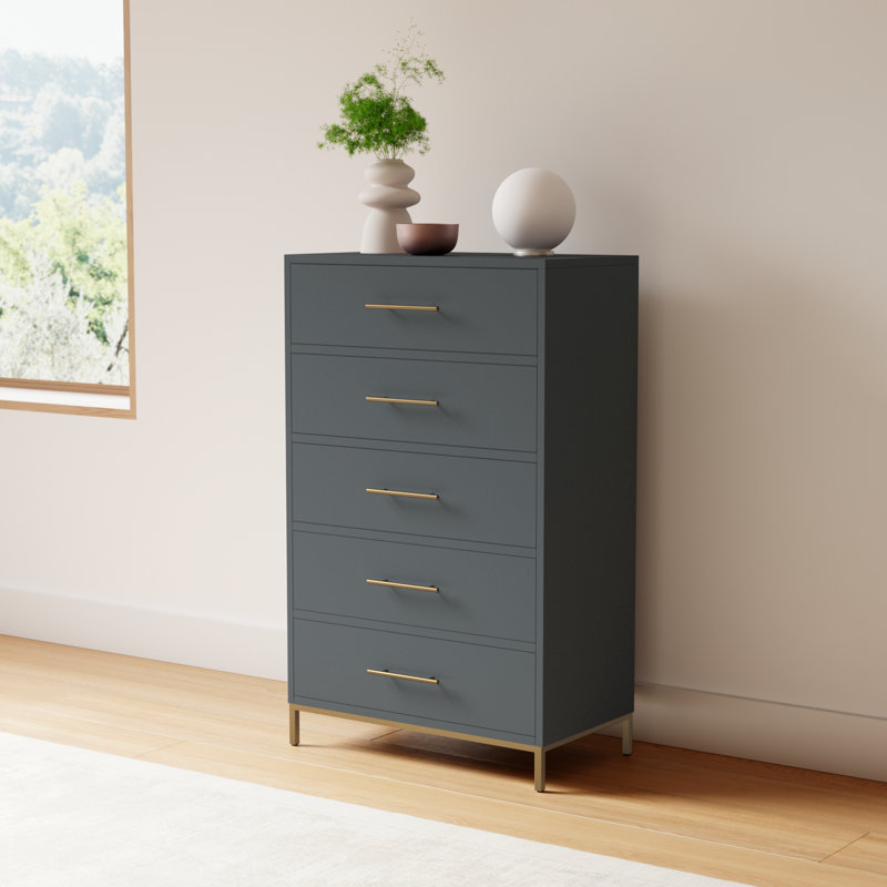 Marino 30'' W 5 - Drawer Dresser, Slate Gray