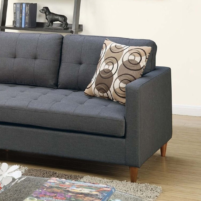 Haskell Upholstered L-Shaped Sectional Reversible, Gray Fabric