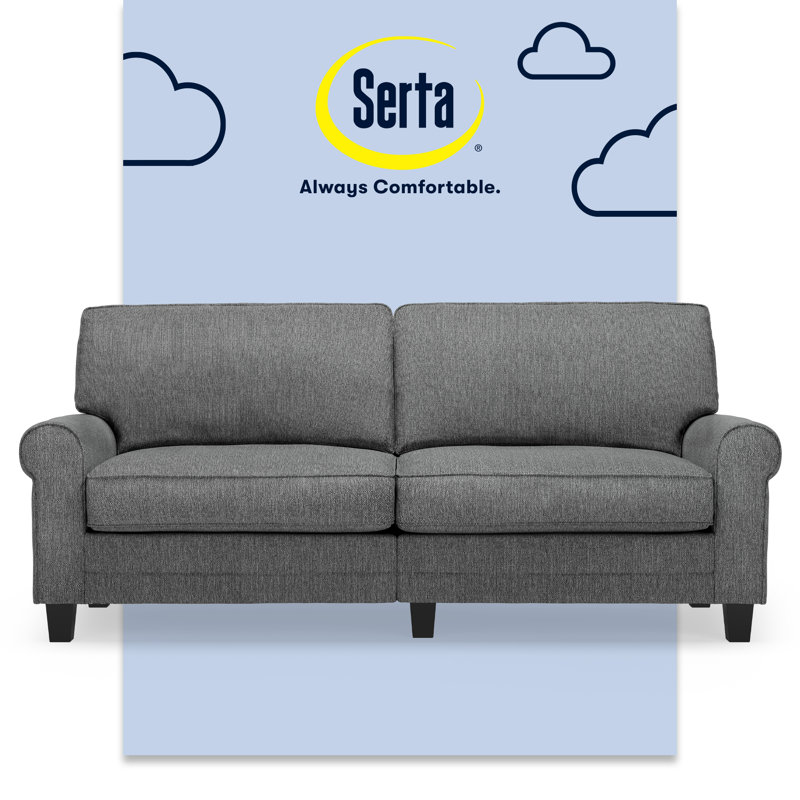 Serta Copenhagen 78" Rolled Arm Sofa, Easy Care Fabric, Soft Pillow Back, Pocket Coil Seat Cushions