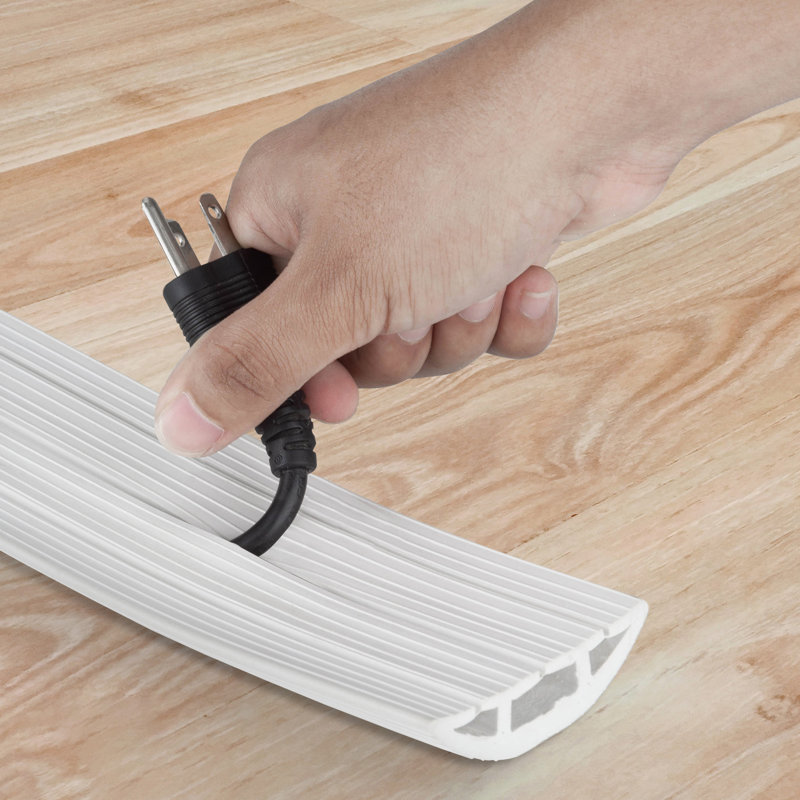 Floor Cable Cover, White, 0.3"H x 48"W x 3.1"D
