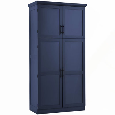 Spacieux garde-manger autoportant avec 4 portes, 2 tablettes de porte, 8 plateaux coulissants et une tablette réglable pour un rangement efficace