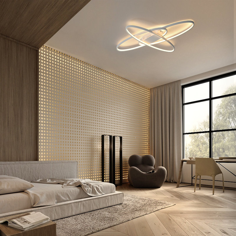 LED ceiling light 3-light Dimmable Modern Oval design with remote control Haak 85cm, White