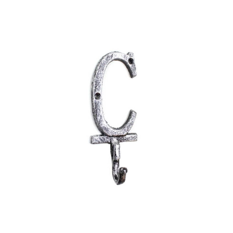 Crochet mural alphabet en fonte lettre c Soules, Argent